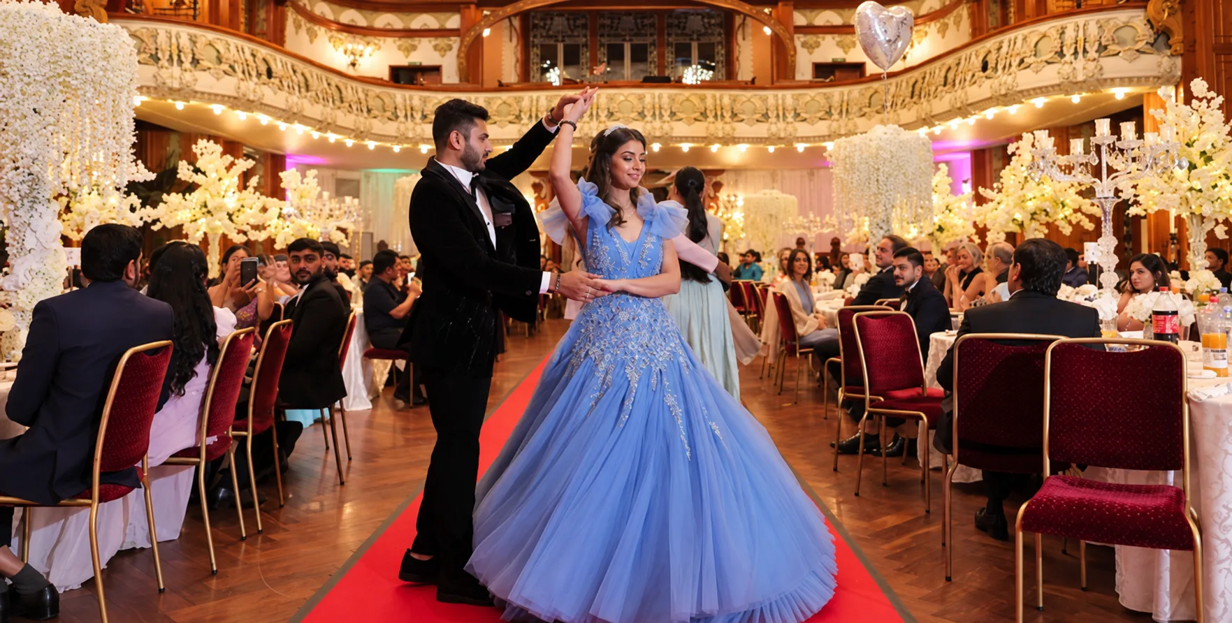 Couple dancing at a reception