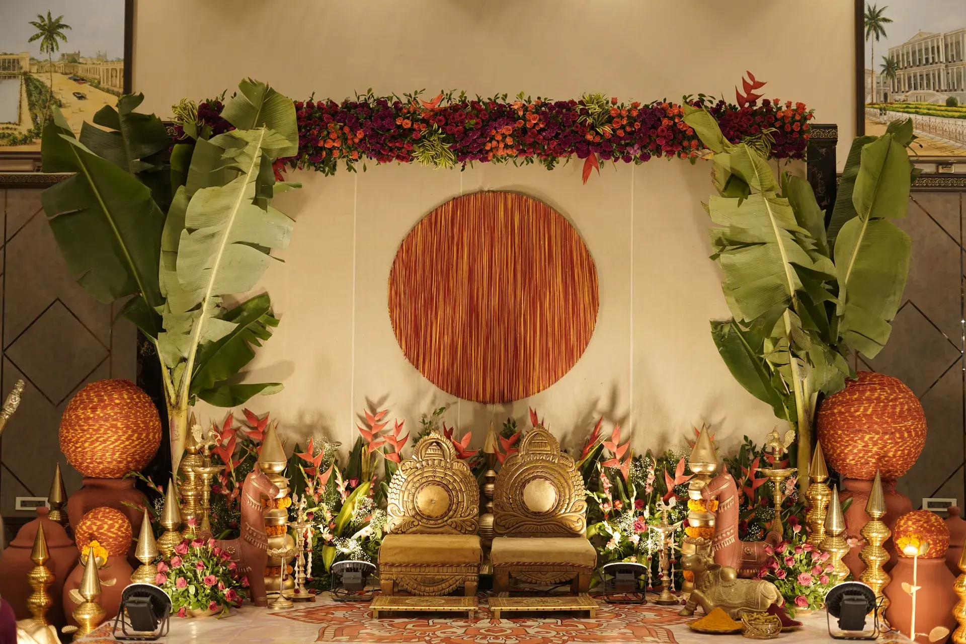 Traditional floral stage for guests