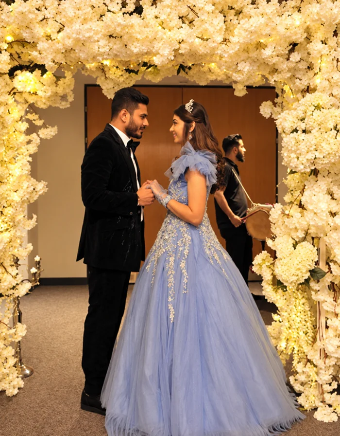 Priya and Arjun at their wedding